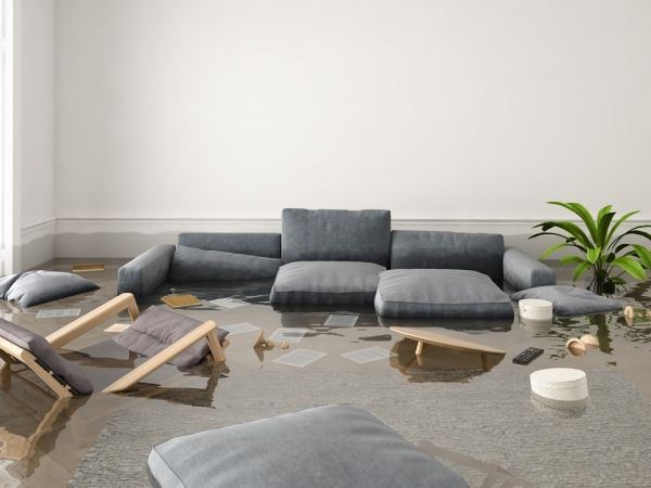 flooded living room
