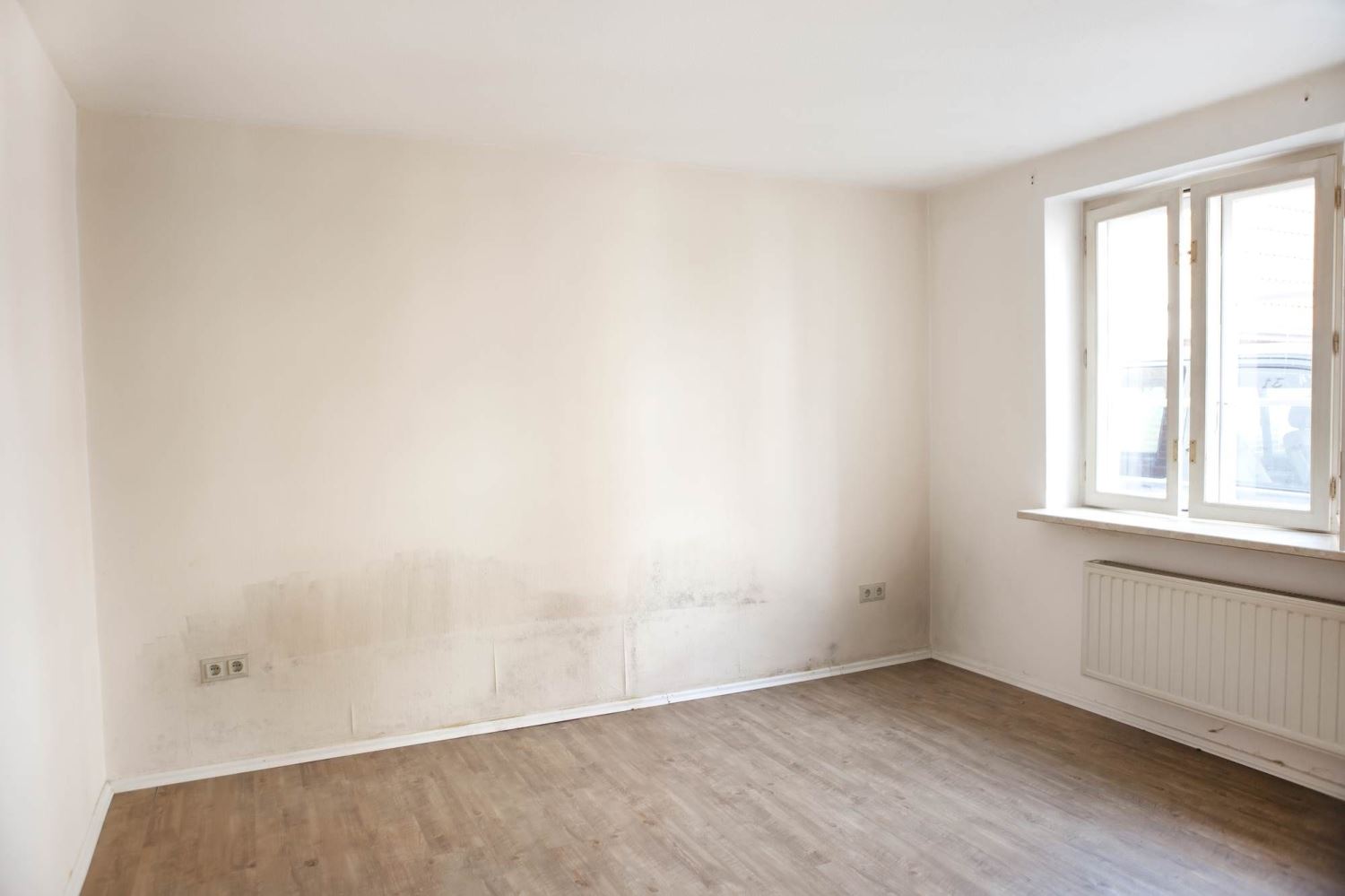 Visible water damage on wall