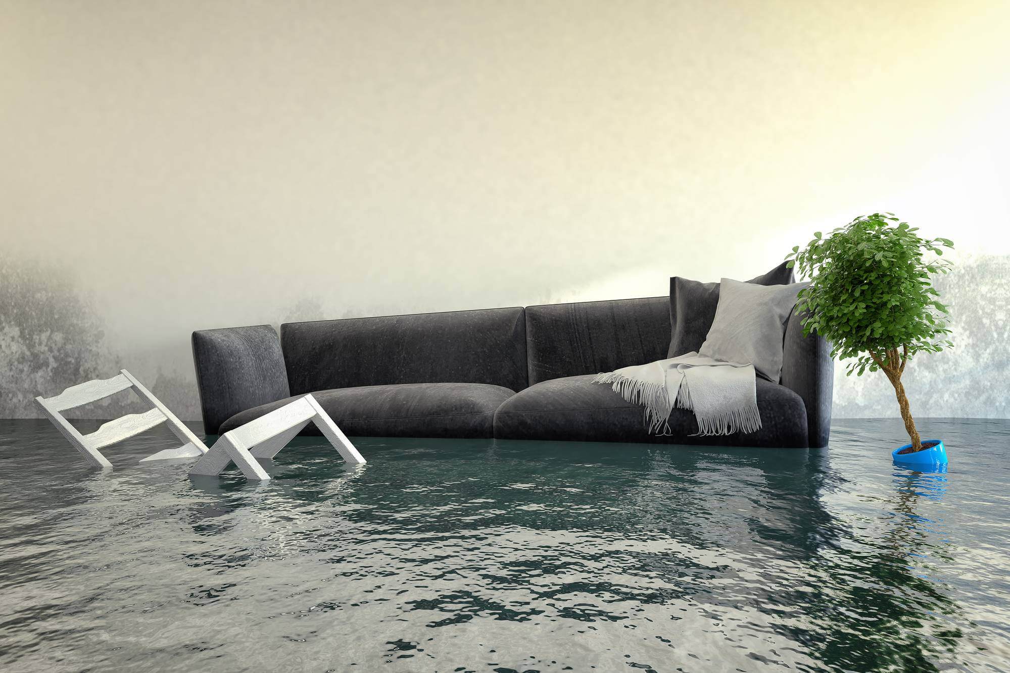 Flooded living room